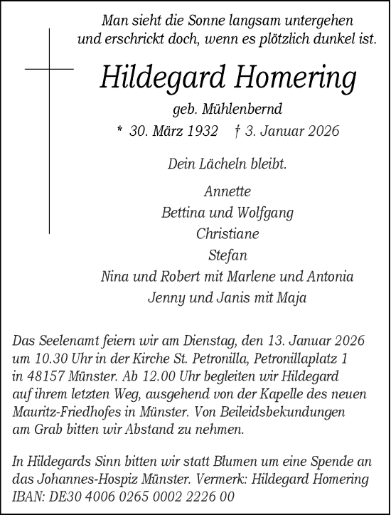 Anzeige von Hildegard Homering 