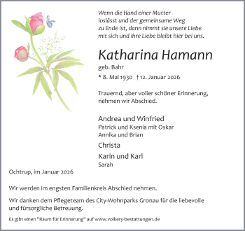 Anzeige von Katharina Hamann 