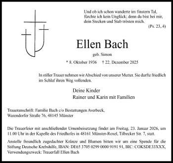 Anzeige von Ellen Bach 