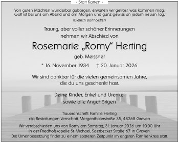 Anzeige von Rosemarie Herting 