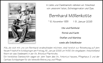 Anzeige von Bernhard Möllenkotte 
