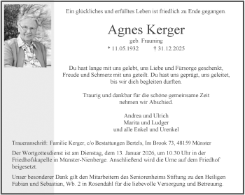 Anzeige von Agnes Kerger 