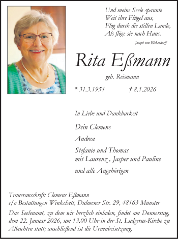 Anzeige von Rita Eßmann 