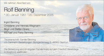 Anzeige von Rolf Benning 