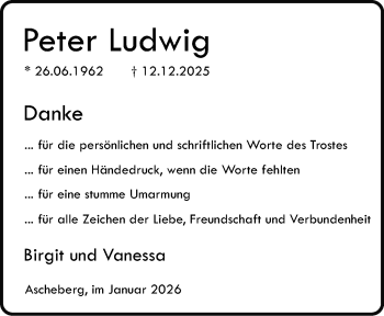 Anzeige von Peter Ludwig 