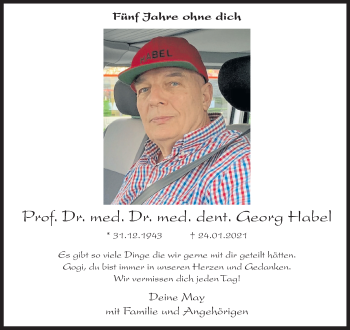 Anzeige von Prof. Dr. med. Dr. med. dent. Georg Habel 