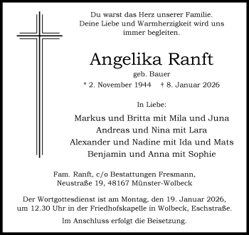 Anzeige von Angelika Ranft 