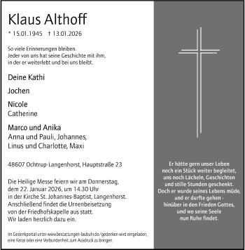 Anzeige von Klaus Althoff 