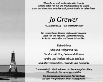 Anzeige von Jo Grewer 