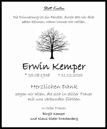 Anzeige von Erwin Kemper 