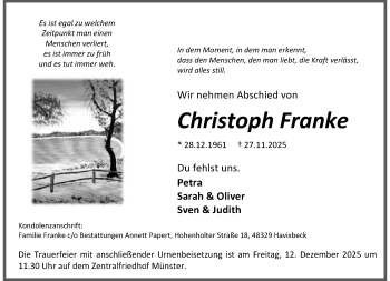 Anzeige von Christoph Franke 
