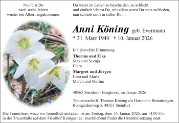 Anzeige von Anni Köning 