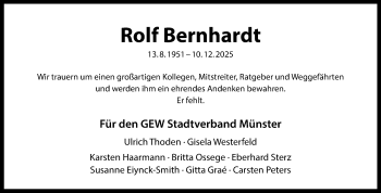 Anzeige von Rolf Bernhardt 