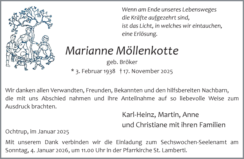  Traueranzeige für Marianne Möllenkotte vom 03.01.2026 aus 