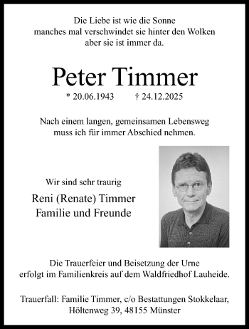 Anzeige von Peter Timmer 