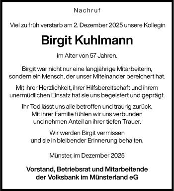 Anzeige von Birgit Kuhlmann 