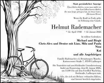Anzeige von Helmut Rademacher 
