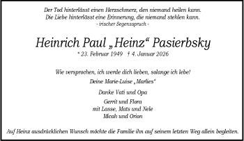 Anzeige von Heinrich Paul Pasierbsky 