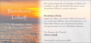 Anzeige von Bernhard Lohoff 