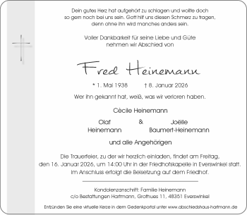 Anzeige von Fred Heinemann 