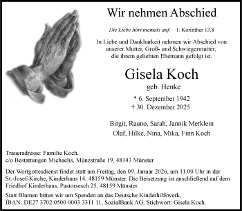 Anzeige von Gisela Koch 
