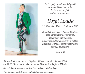 Anzeige von Birgit Lodde 