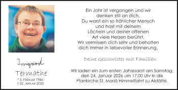 Anzeige von Irmgard Termathe 