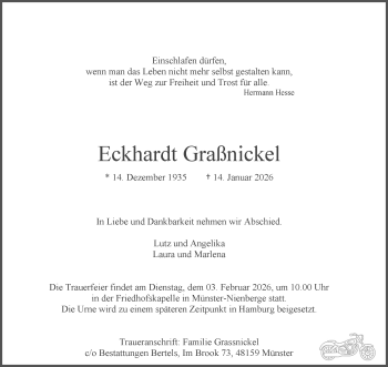 Anzeige von Eckhardt Granickel 