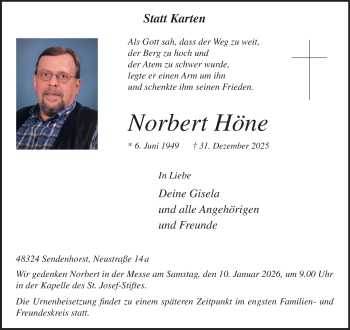 Anzeige von Norbert Höne 