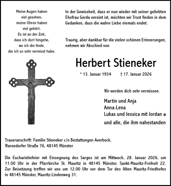 Anzeige von Herbert Stieneker 