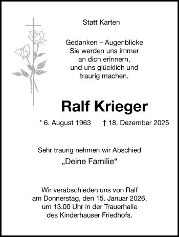 Anzeige von Ralf Krieger 