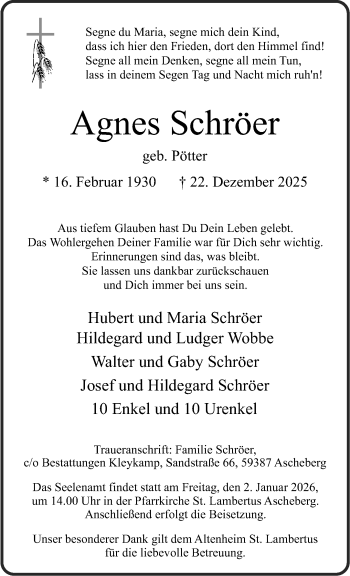 Anzeige von Agnes Schröer 