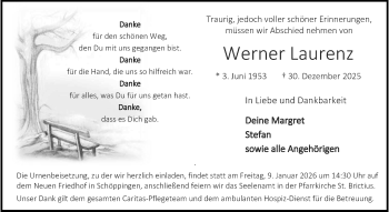 Anzeige von Werner Laurenz 
