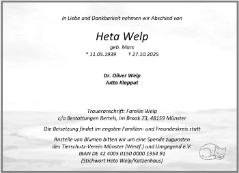 Anzeige von Heta Welp 