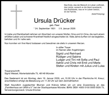 Anzeige von Ursula Drücker 