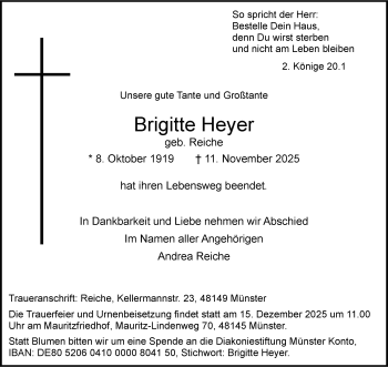 Anzeige von Brigitte Heyer 
