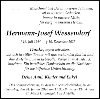 Anzeige von Hermann-Josef Wessendorf 