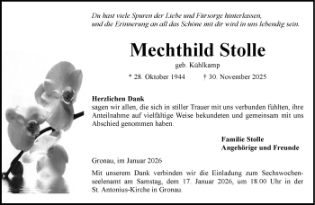 Anzeige von Mechthild Stolle 