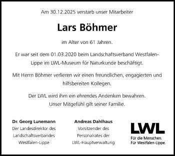 Anzeige von Lars Böhmer 