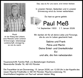 Anzeige von Paul Meß 