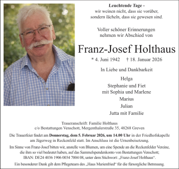 Anzeige von Franz-Josef Holthaus 