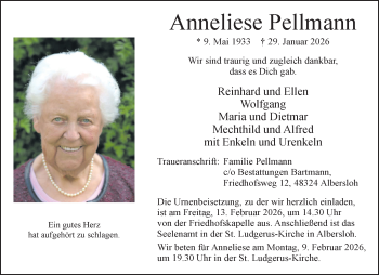 Anzeige von Anneliese Pellmann 