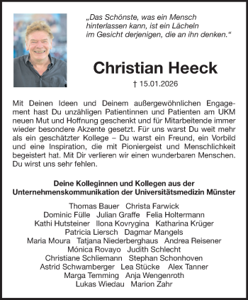Anzeige von Christian Heeck 