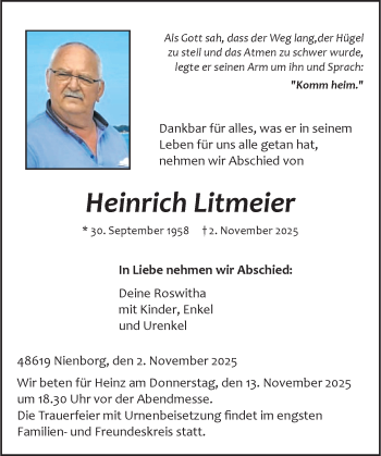 Anzeige von Heinrich Litmeier 