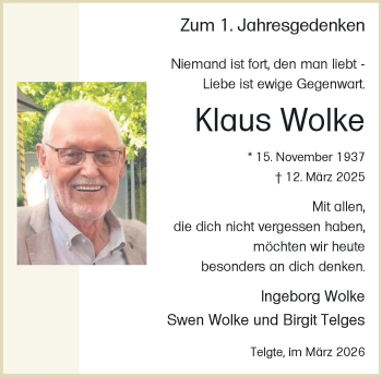 Anzeige von Klaus Wolke 