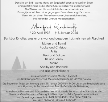 Anzeige von Manfred Kirchhoff 