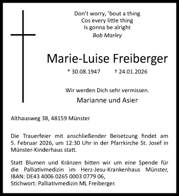 Anzeige von Marie-Luise Freiberger 