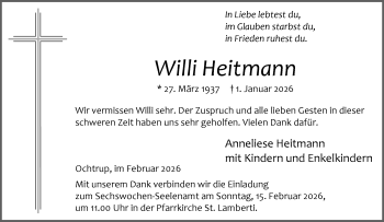 Anzeige von Willi Heitmann 