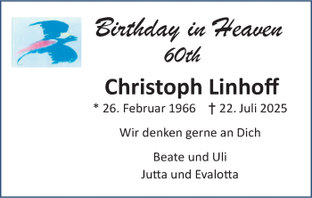 Anzeige von Christoph Linhoff 