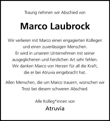 Anzeige von Marco Laubrock 